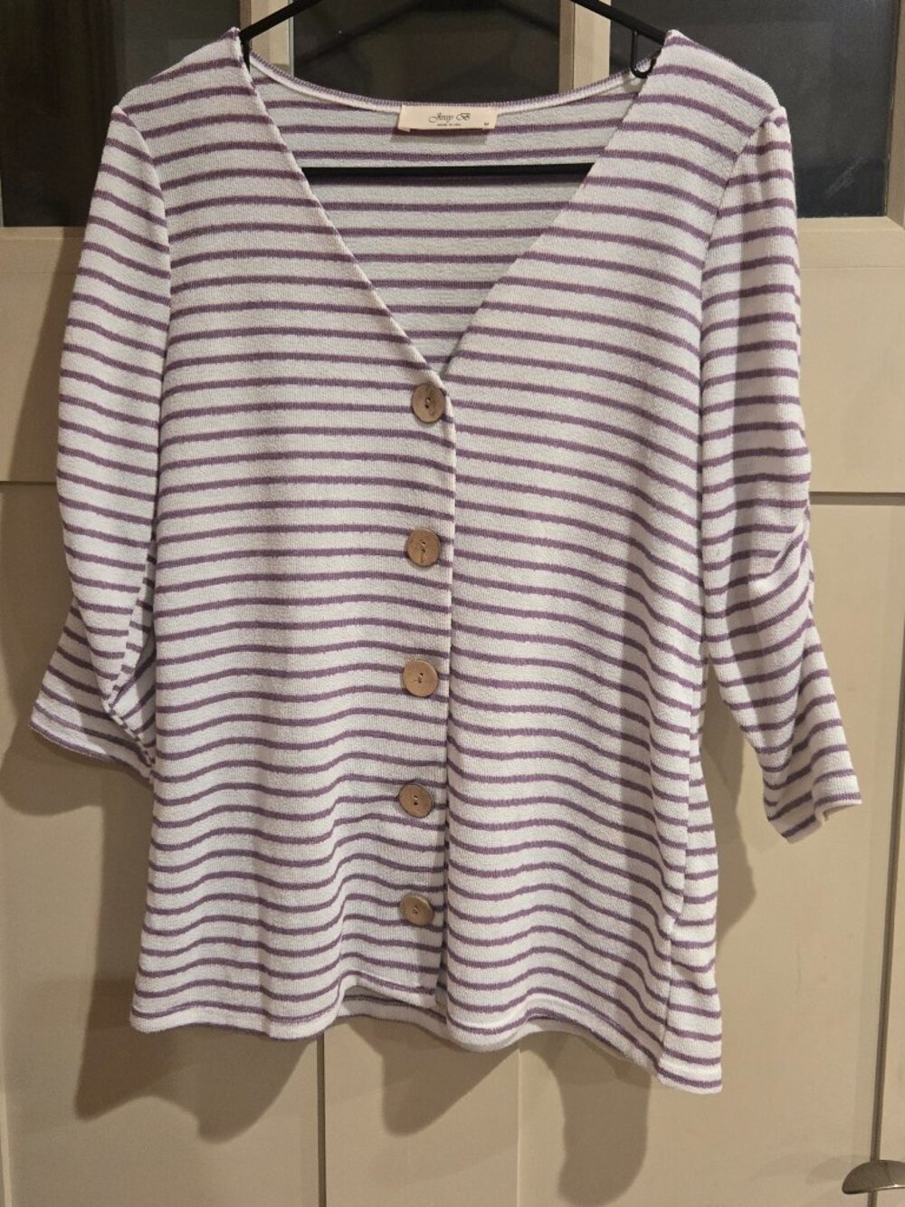 Purple and White Stripped Sweater Shirt